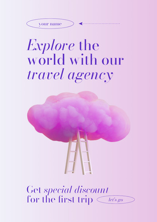 Oferta de agência de viagens em rosa Poster Modelo de Design