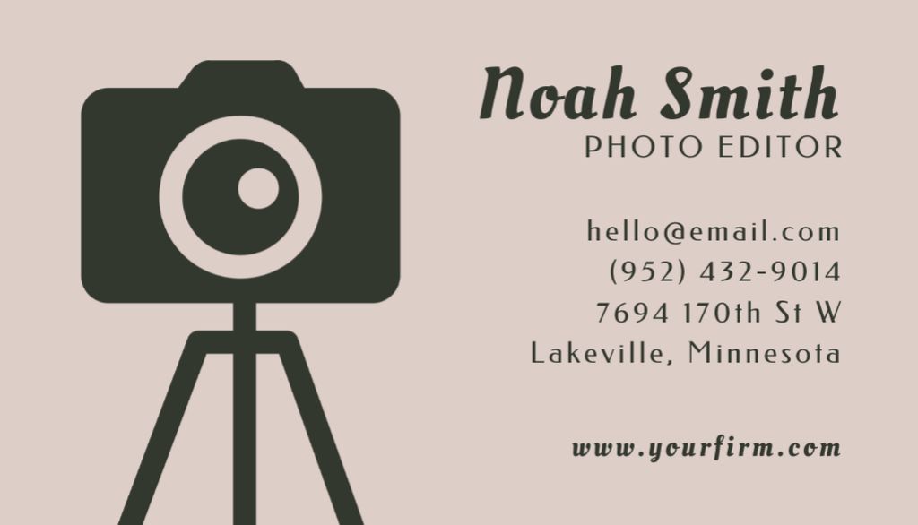 Template di design Photo Editor Contacts Information Business Card US