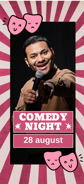 Designvorlage Promo of Comedy Night with Comedian für Snapchat Geofilter
