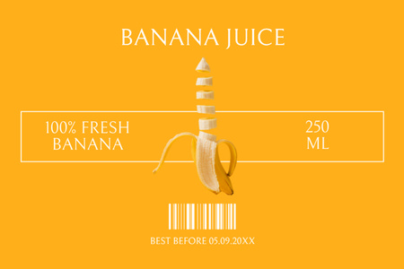Banana Juice Bright Yellow Label Design Template