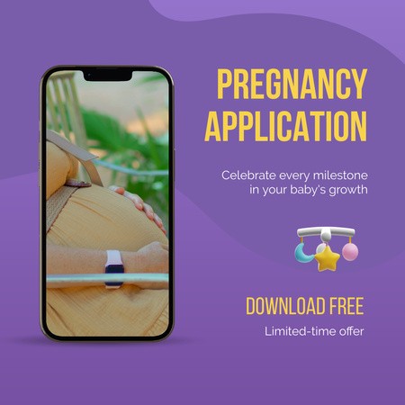 Limited-time Offer Of Pregnancy Mobile Application For Free Animated Post Design Template