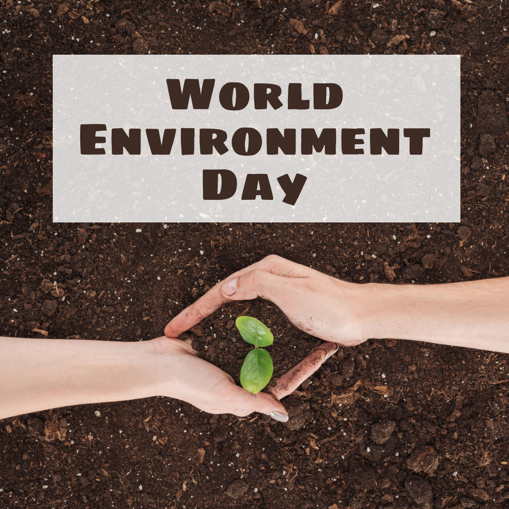 Ontwerpsjabloon van Instagram van World Enviroment Day Awareness with Soil and Plant