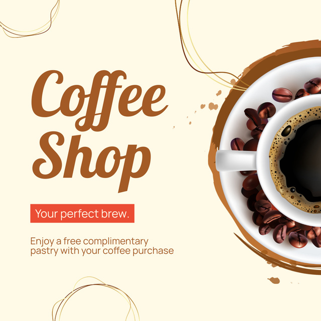 Modèle de visuel Complimentary Pastry And Premium Coffee Offer - Instagram AD