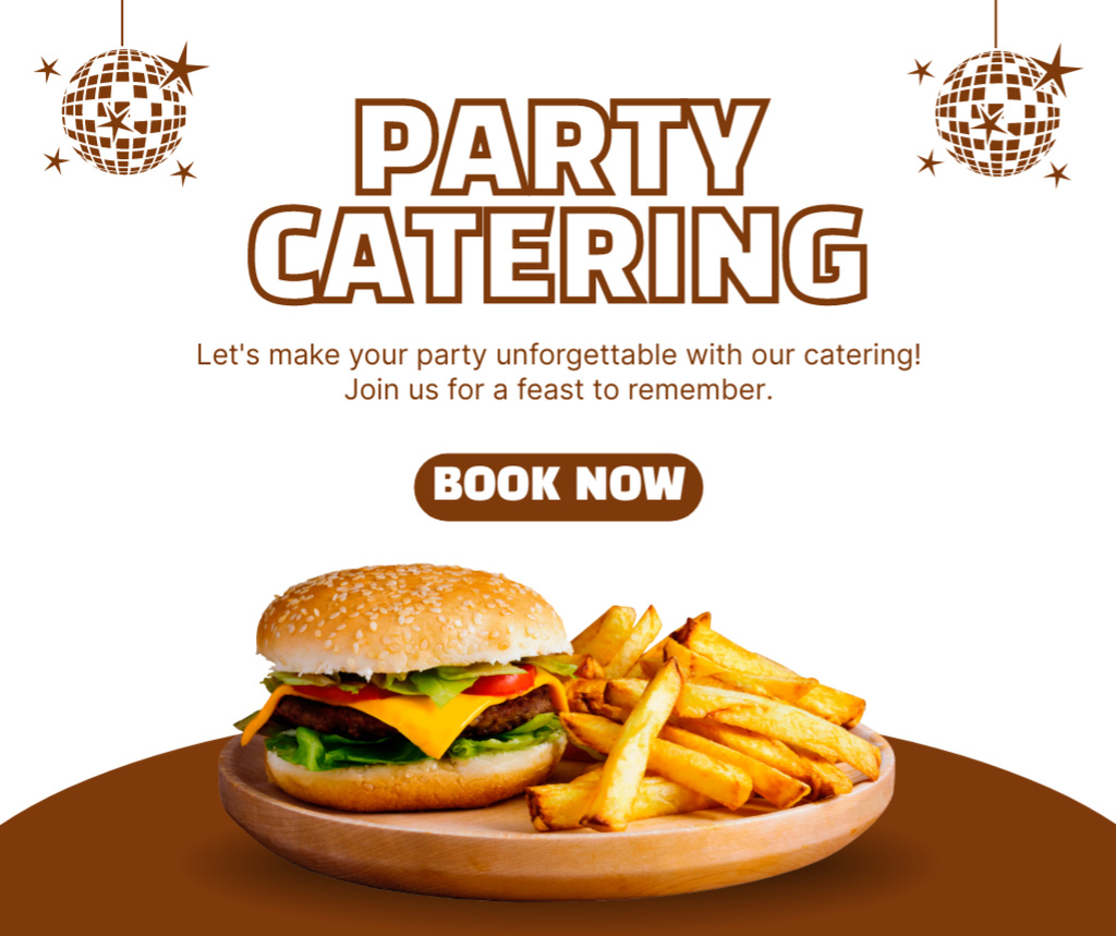 Fast Food Catering Services for Parties Facebookデザインテンプレート