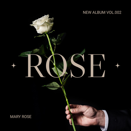 Mies, jolla on valkoinen ruusu Album Cover Design Template