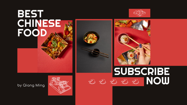 Collage with Best Chinese Dishes Youtube Thumbnail Modelo de Design