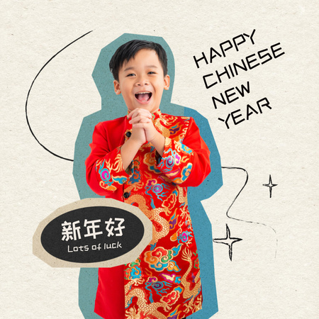Template di design capodanno cinese festa saluto Instagram