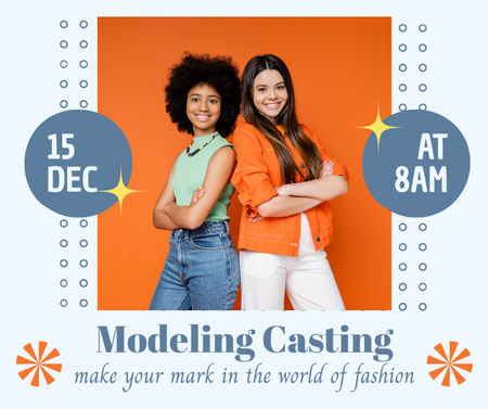 Casting Models with Young Stylish Women Facebook Design Template
