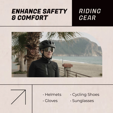Designvorlage Angebot an Komfort-Fahrradausrüstung mit Sonnenbrille für Animated Post