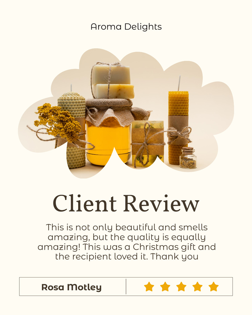Plantilla de diseño de Customer Review of Scented Candles and Handmade Soap Instagram Post Vertical 
