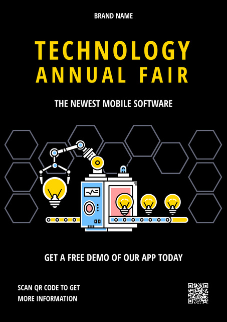 Technology Annual Fair Announcement with Icons Poster Modelo de Design