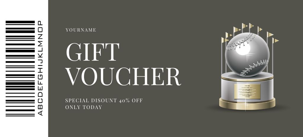 Premium Baseball Gift Voucher With Discounts Offer Coupon 3.75x8.25in Design Template