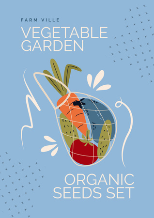 Szablon projektu Ilustracja warzyw w ekologicznej torbie Poster