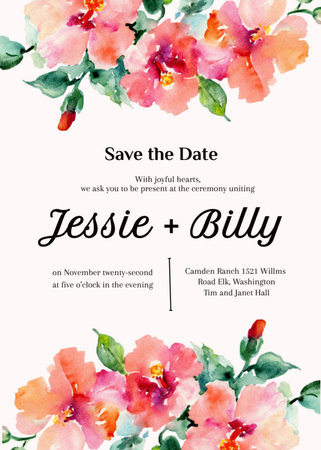 Save the Date of Beautiful Wedding Ceremony Invitation Design Template