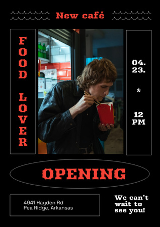 New Cafe Opening with Customer Poster A3 Design Template