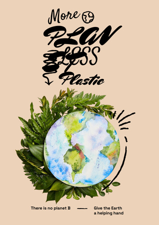 Conceito ecológico com terra em saco plástico Poster Modelo de Design