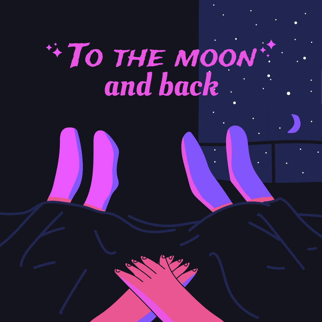 Valentine's Day Greeting with Couple lying under Stars Instagram Modelo de Design