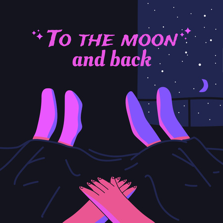 Valentine's Day Greeting with Couple lying under Stars Instagram Design Template