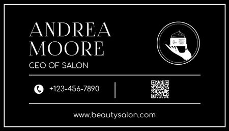 Beauty Salon Offer in Black Business Card US Design Template