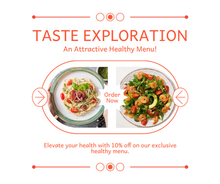Designvorlage Geschmacksexplosion mit köstlichem Essen für Facebook