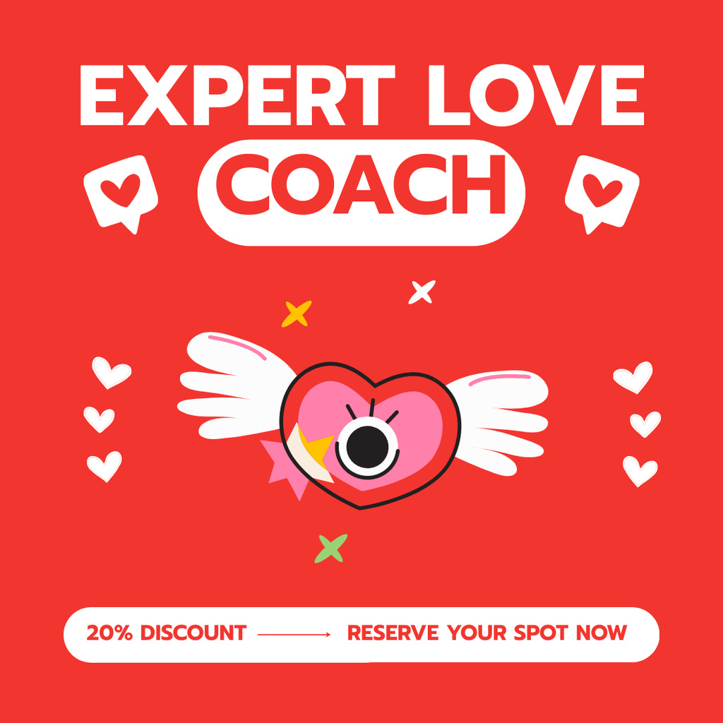 Reserve a Consultation of Expert Love Coach Instagram ADデザインテンプレート