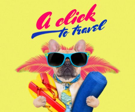Modèle de visuel Funny Dog in Sunglasses on Vacation - Large Rectangle