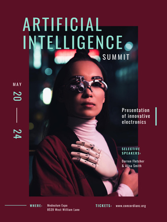 Woman in Modern and Innovational Glasses Poster 36x48inデザインテンプレート