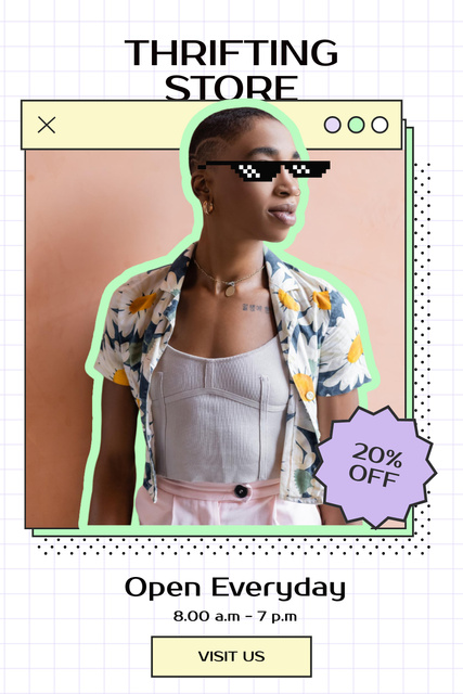 Fashion black woman on pop art Pinterestデザインテンプレート