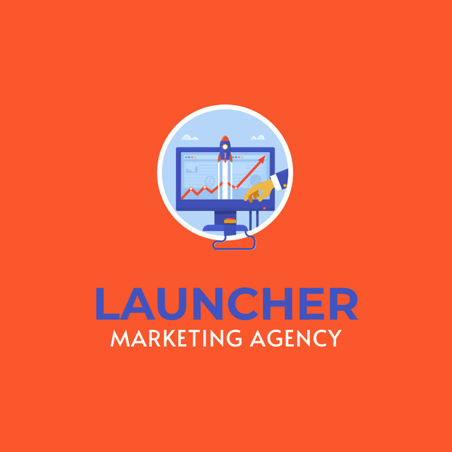 Analytical Marketing Agency Service In Orange Animated Logoデザインテンプレート