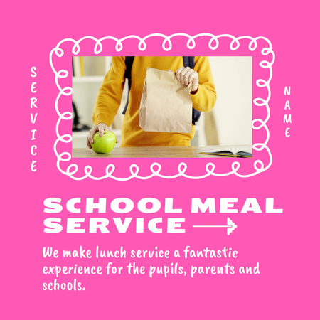School Meal Service Ad with Package Animated Post Design Template