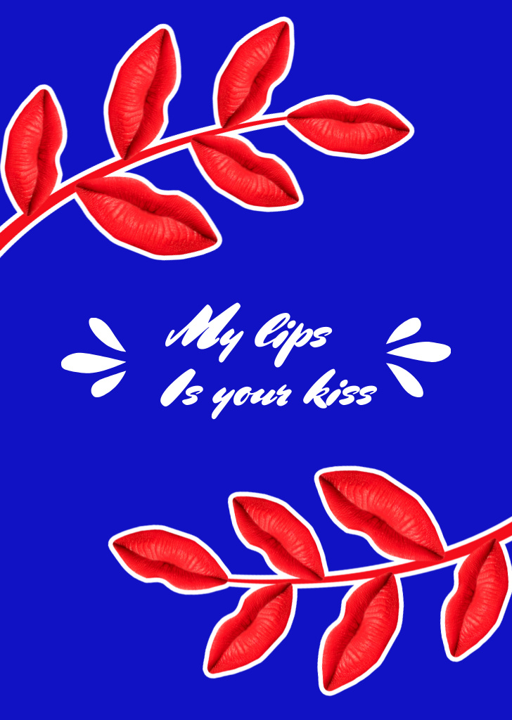 Cute Love Phrase With Red Leaves Postcard A6 Vertical tervezősablon
