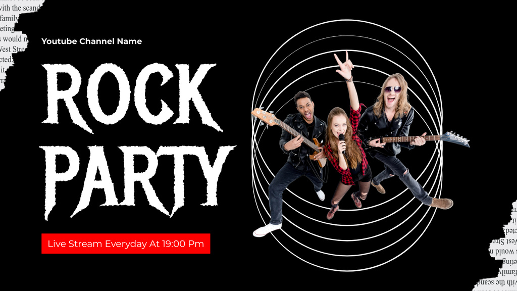 Rock Party Announcement Youtube Thumbnail – шаблон для дизайна