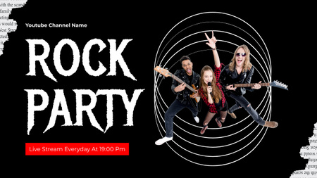 Rock Party Announcement Youtube Thumbnail Design Template