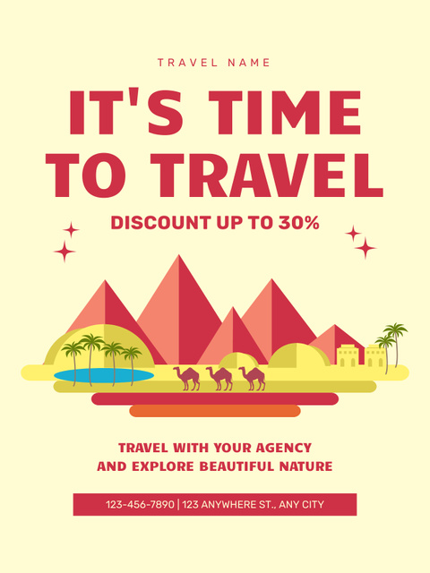 Offer by Travel Agency with Egyptian Pyramids Poster US Šablona návrhu