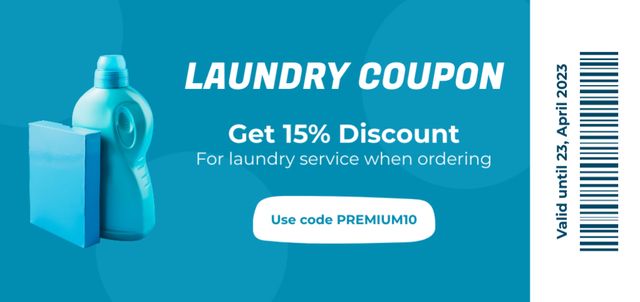 Laundry Service with Blue Bottle at Discount Coupon Din Large Šablona návrhu