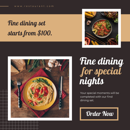 Étkezőkészlet hirdetése a barnán Instagram tervezősablon