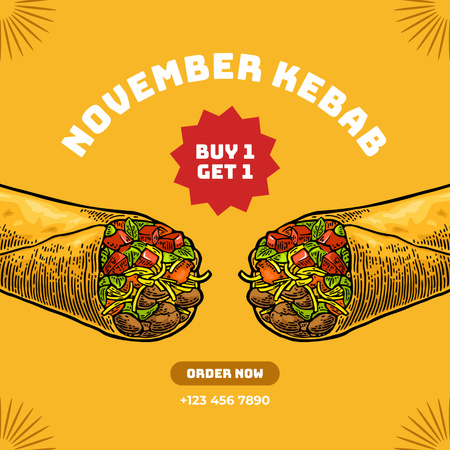 Street Food Ad with Kebab Illustration Instagram Design Template