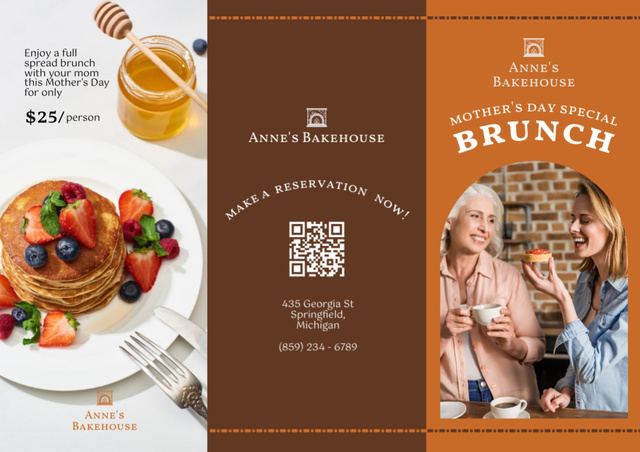 Offer of Tasty Brunch on Mother's Day Brochure – шаблон для дизайна