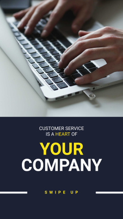 Customer Service Ad with Man typing on Laptop Instagram Story tervezősablon
