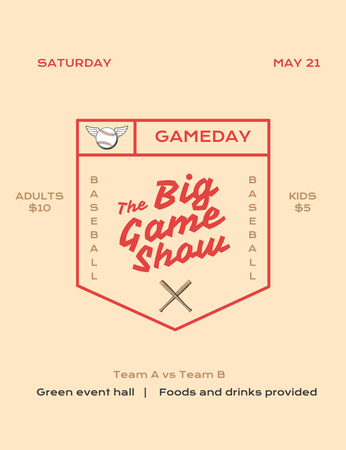 Platilla de diseño Baseball Game Announcement Invitation 13.9x10.7cm