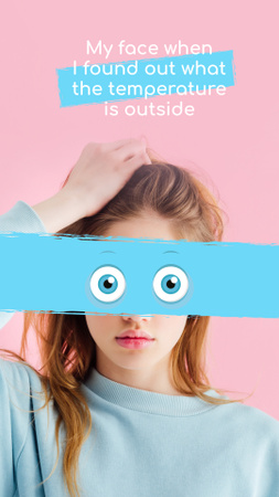Designvorlage Funny Girl with Terrified Eyes für Instagram Story