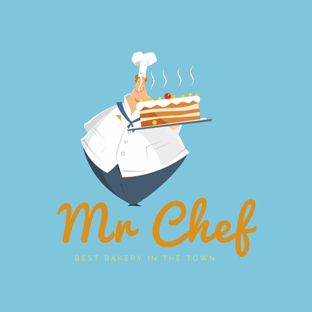 Ontwerpsjabloon van Logo van cartoon chef-kok met cake