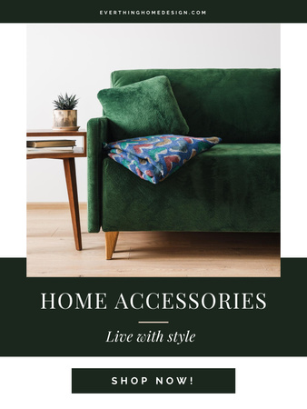 Home Accessories Offer in Deep Green Poster US Design Template