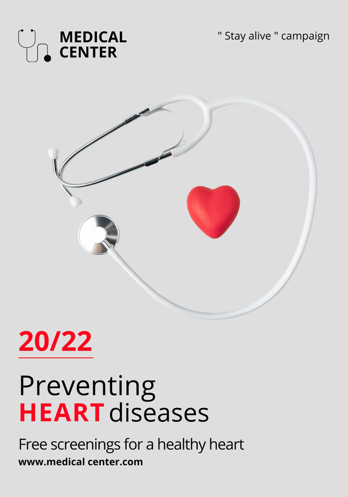Preventing Heart Diseases Ad Poster 28x40in Design Template