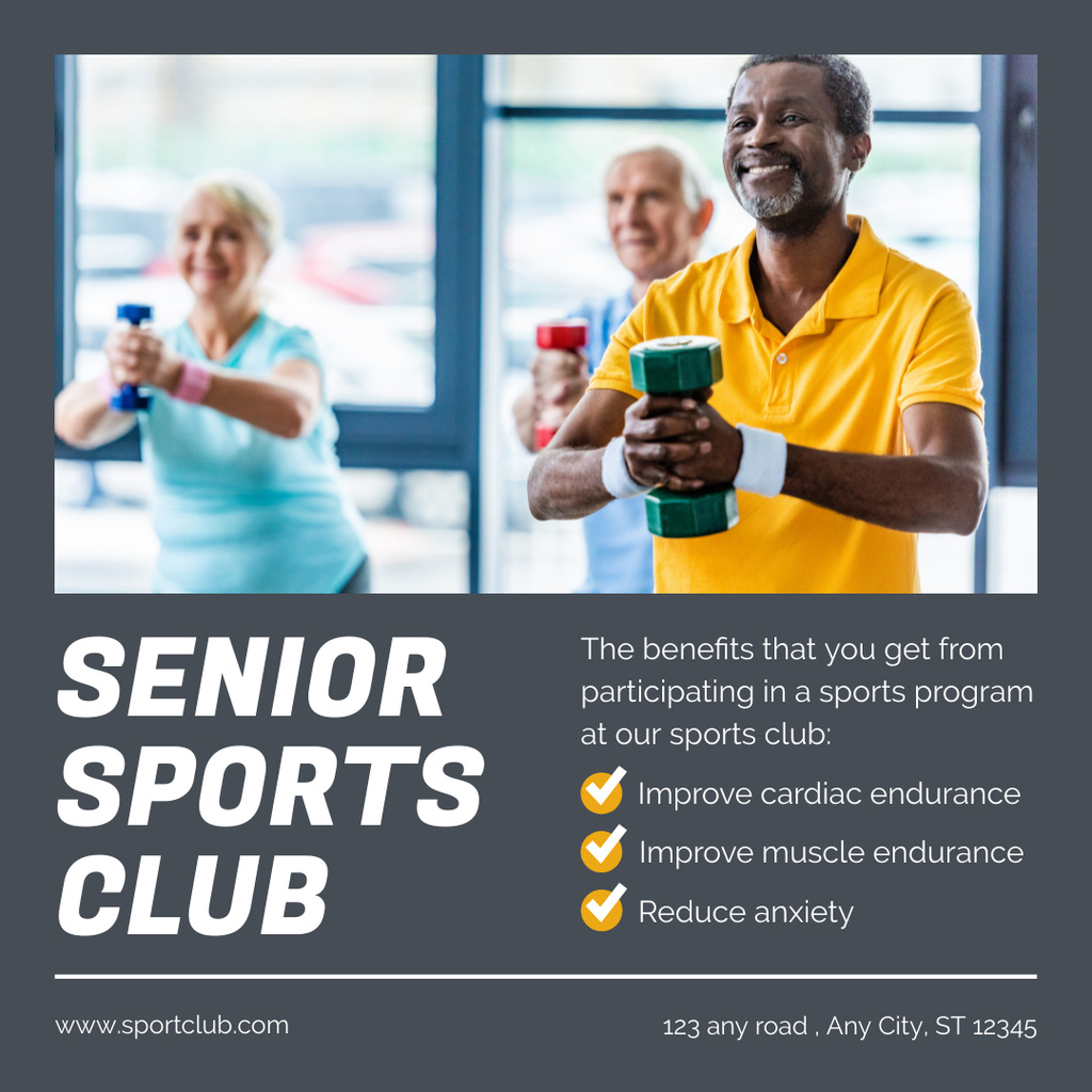Sports Club For Senior With Special Program Instagram – шаблон для дизайна