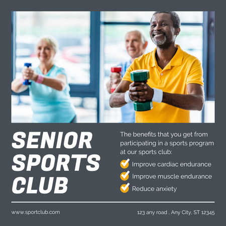 Sports Club For Senior With Special Program Instagram Modelo de Design