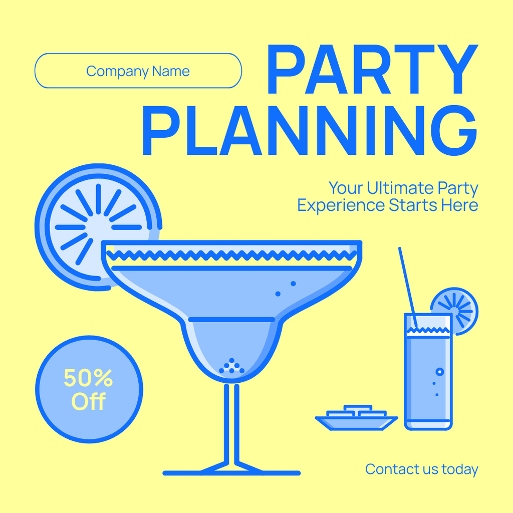 Planning Party with Variety of Cocktails Instagram AD – шаблон для дизайну