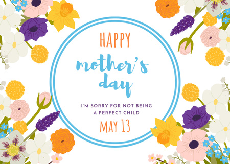 Happy Mother's Day Greeting Postcard 5x7in Design Template