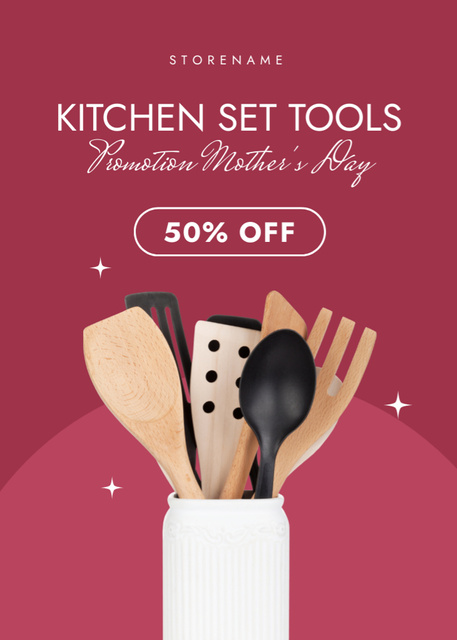 Offer of Kitchen Tools on Mother's Day Flayer – шаблон для дизайну