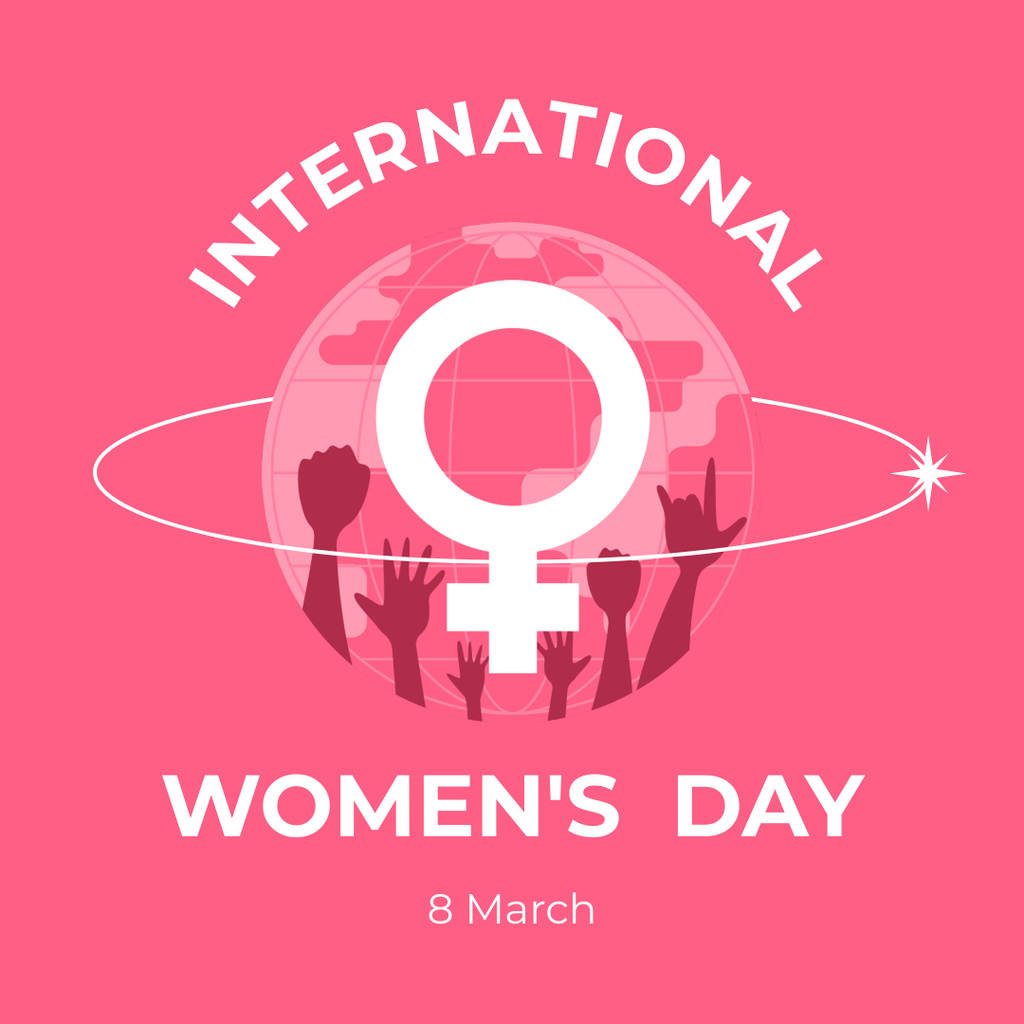 Designvorlage International Women's Day with Women raising Hands für Instagram